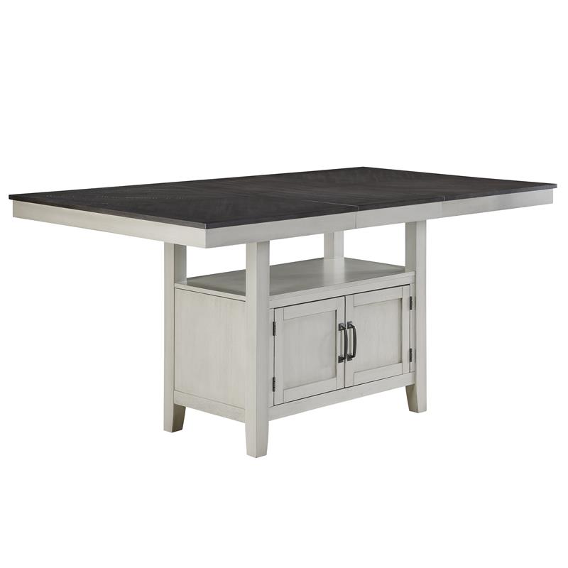 Bowery Hill Wood Stone Gray and Charcoal Counter Table Rectangular Chevron Patterned Veneer 80
