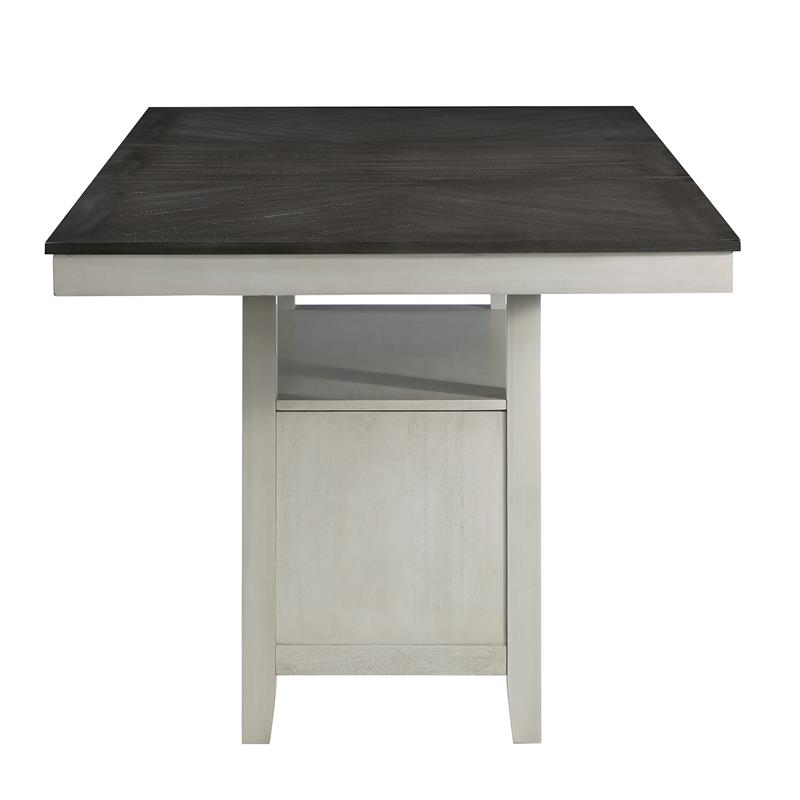 Bowery Hill Wood Stone Gray and Charcoal Counter Table Rectangular Chevron Patterned Veneer 80