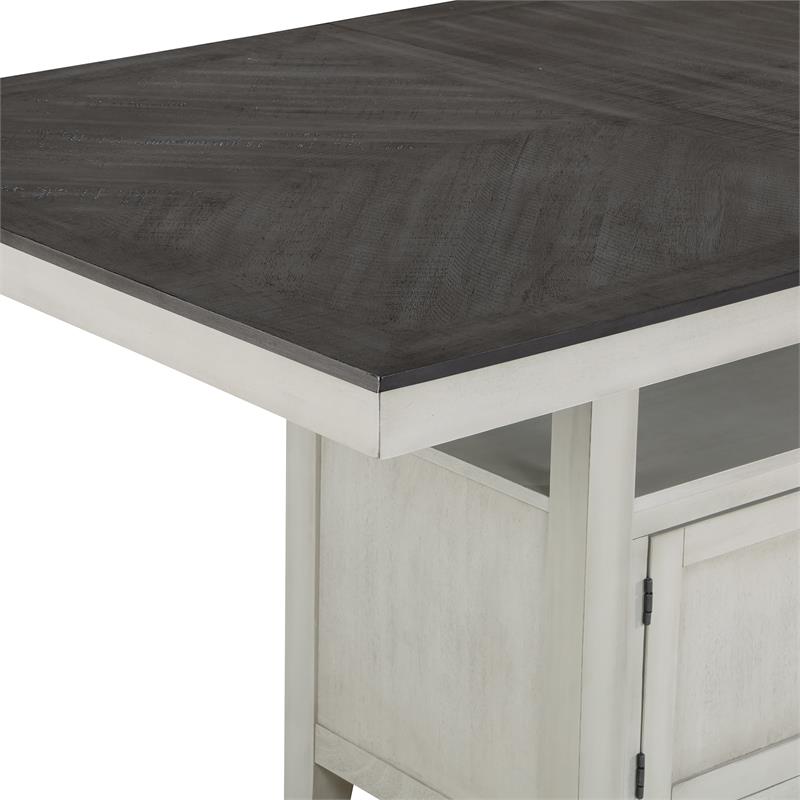 Bowery Hill Wood Stone Gray and Charcoal Counter Table Rectangular Chevron Patterned Veneer 80