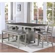 Bowery Hill Wood Stone Gray and Charcoal Counter Table Rectangular Chevron Patterned Veneer 80