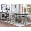 Bowery Hill Wood Stone Gray and Charcoal Counter Table Rectangular Chevron Patterned Veneer 80