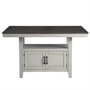 Bowery Hill Wood Stone Gray and Charcoal Counter Table Rectangular Chevron Patterned Veneer 80&quot Unassembled