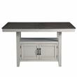 Bowery Hill Wood Stone Gray and Charcoal Counter Table Rectangular Chevron Patterned Veneer 80