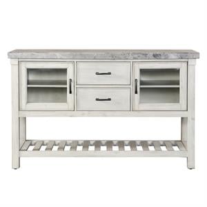 Bowery Hill Modern / Contemporary Weathered White Wood and Marble Top Server