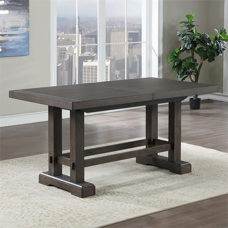 Bowery Hill Mango Wood Dusky Cedar Brown Dining Table Rectangular Double Pedestal 108
