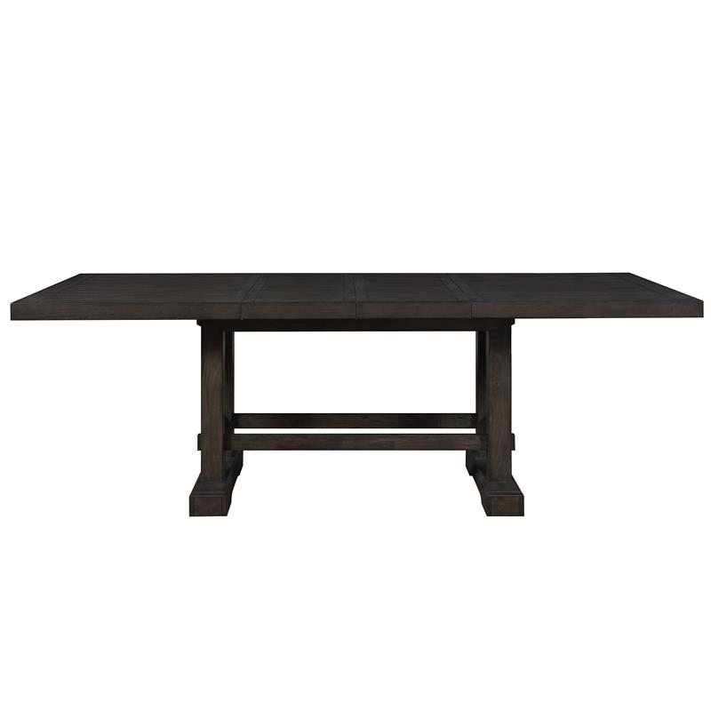 Bowery Hill Mango Wood Dusky Cedar Brown Dining Table Rectangular Double Pedestal 108