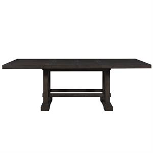 Bowery Hill Mango Wood Dusky Cedar Brown Dining Table Rectangular Double Pedestal 108&quot Unassembled