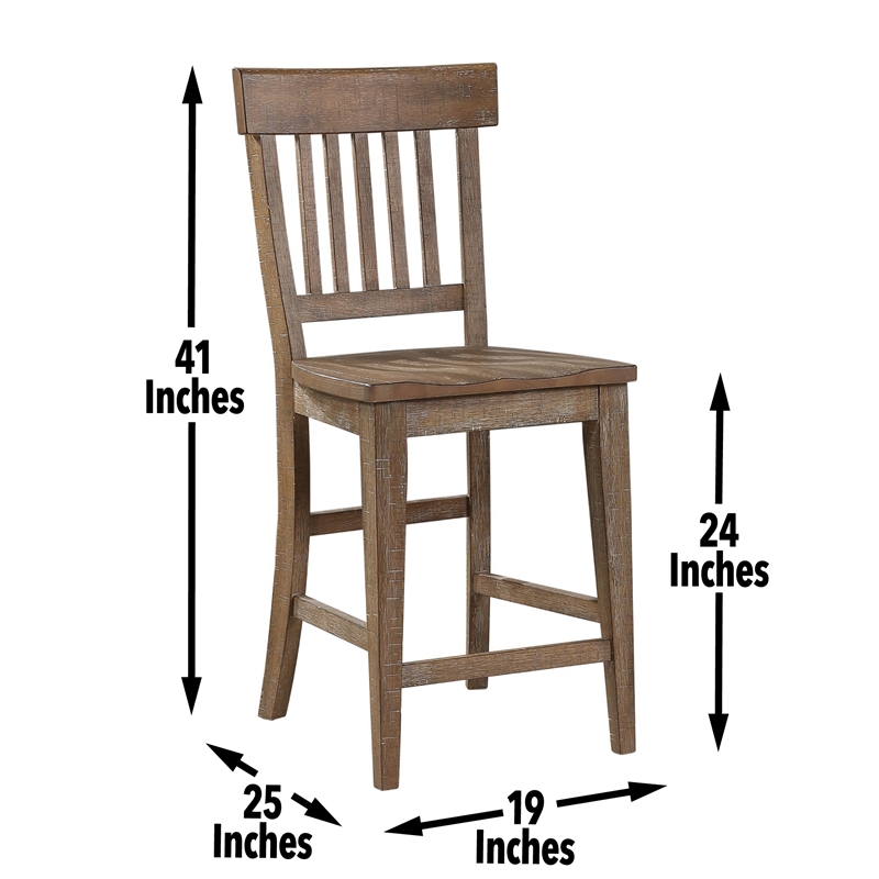 Bowery Hill Light Brown Distressed Wood Counter Height 9-Piece Dining Set