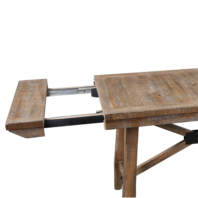 Bowery Hill Light Brown Distressed Wood Counter Height 9-Piece Dining Set