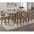 Bowery Hill Light Brown Distressed Wood Counter Height 9-Piece Dining Set