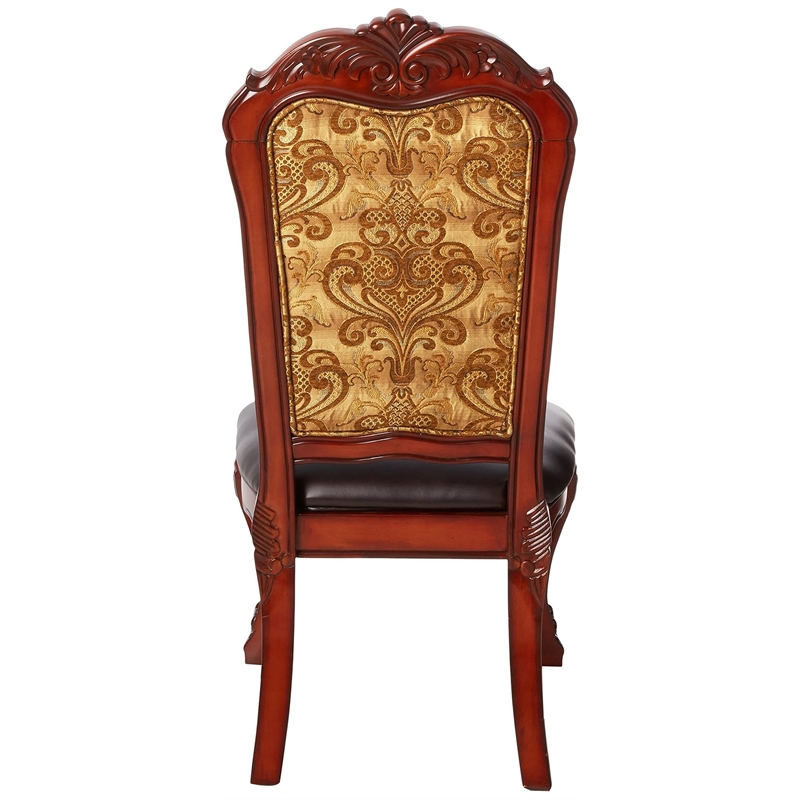 Bowery Hill PU Cherry Oak Dining Side Chair Padded Armless 48