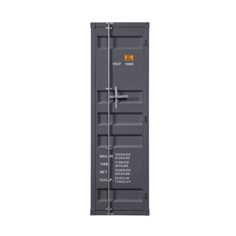 Bowery Hill Contemporary Cargo Wardrobe Armoire with 1 Door in Gunmetal