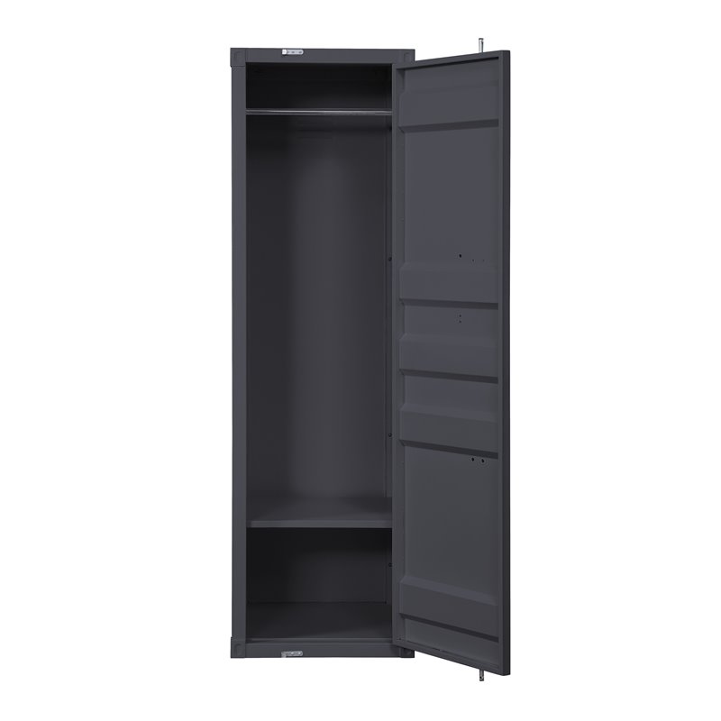 Bowery Hill Contemporary Cargo Wardrobe Armoire with 1 Door in Gunmetal