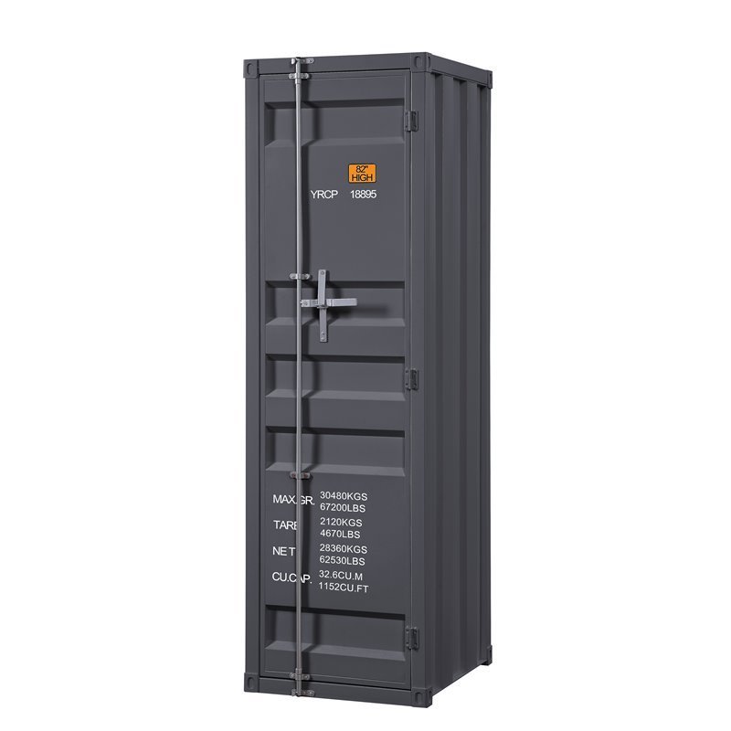 Bowery Hill Contemporary Cargo Wardrobe Armoire with 1 Door in Gunmetal
