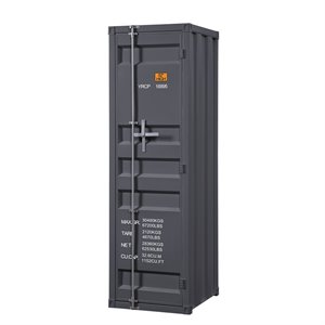 Bowery Hill Contemporary Cargo Wardrobe Armoire with 1 Door in Gunmetal