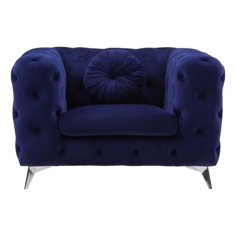 Bowery Hill Transitional / Modern Fabric Chair in Blue Finish