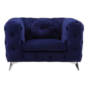 Bowery Hill Transitional / Modern Fabric Chair in Blue Finish