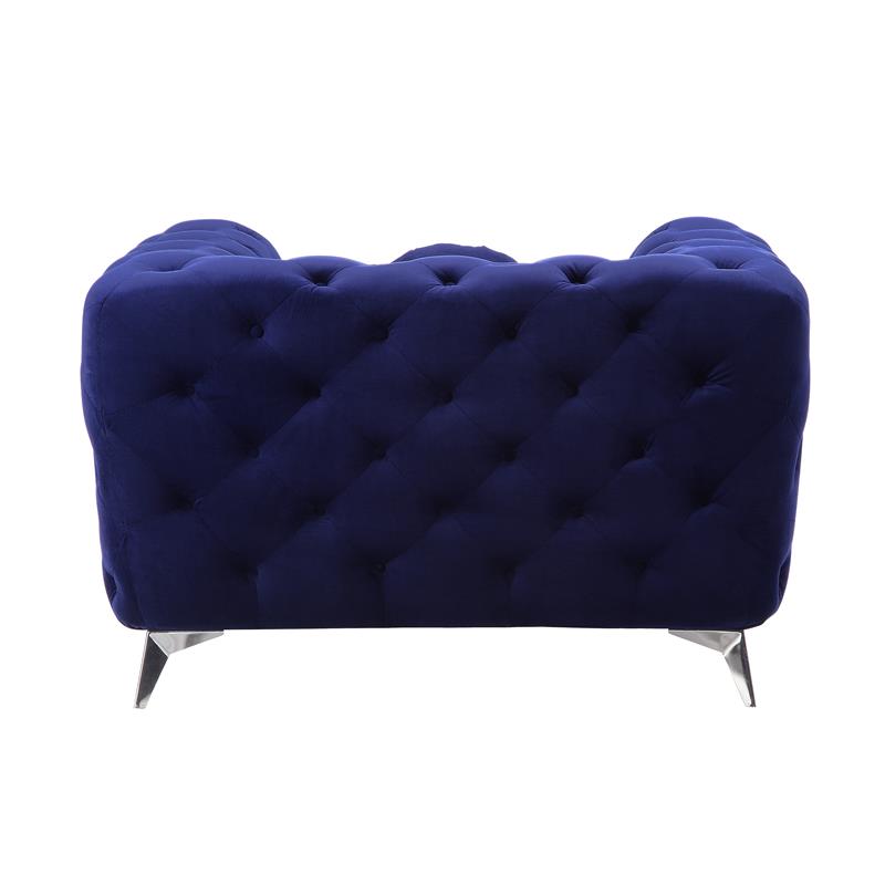 Bowery Hill Transitional / Modern Fabric Chair in Blue Finish