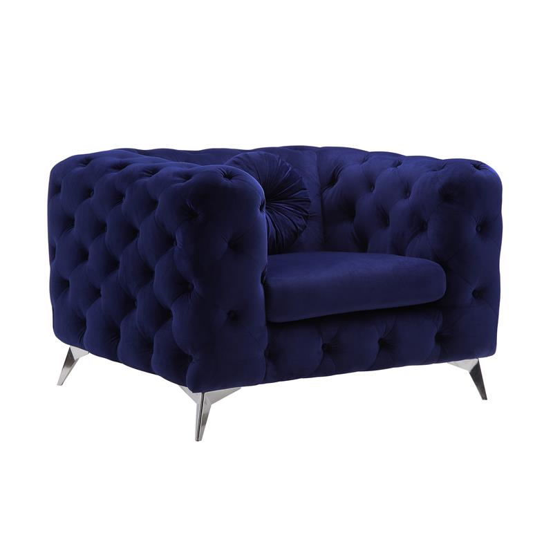Bowery Hill Transitional / Modern Fabric Chair in Blue Finish