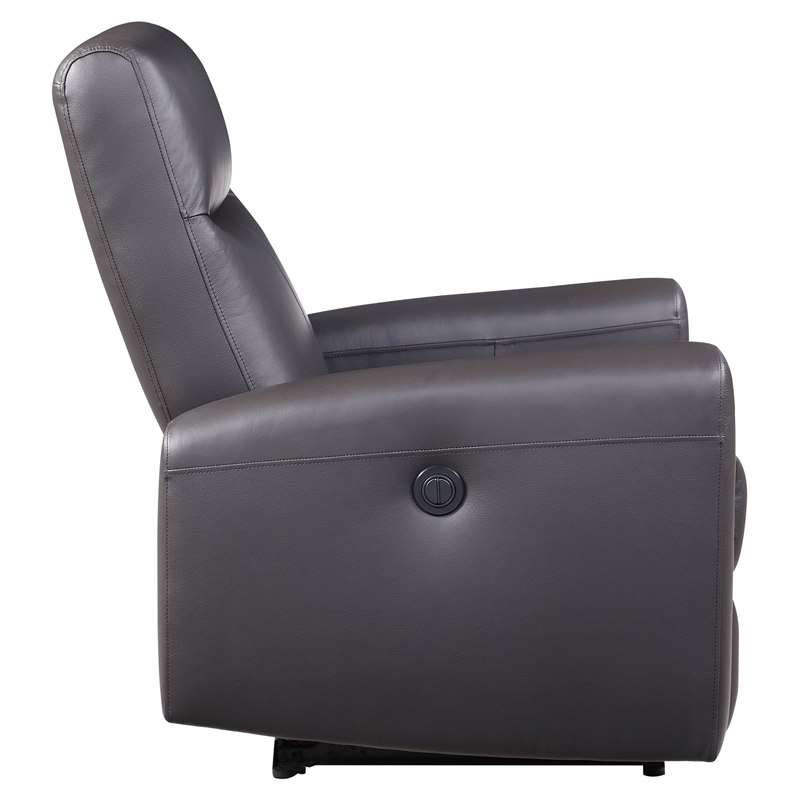 Bowery Hill Tufted Leather Upholstered Power Motion Recliner in Brown
