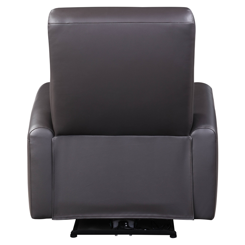 Bowery Hill Tufted Leather Upholstered Power Motion Recliner in Brown