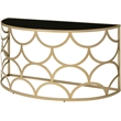 Bowery Hill Tempered Glass Gold Console Table Half Moon 54