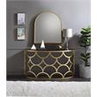 Bowery Hill Tempered Glass Gold Console Table Half Moon 54