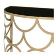 Bowery Hill Tempered Glass Gold Console Table Half Moon 54