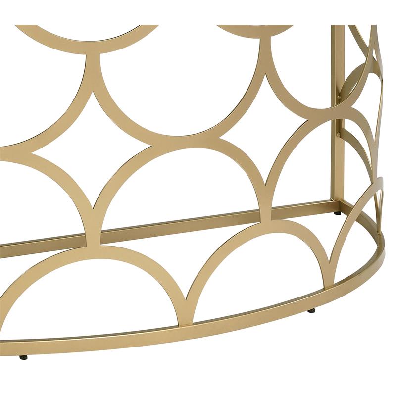 Bowery Hill Tempered Glass Gold Console Table Half Moon 54