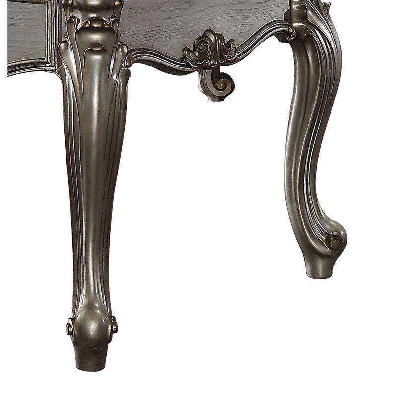 Bowery Hill Aspen Wood Platinum Silver Executive Writing Desk Rectangular 72