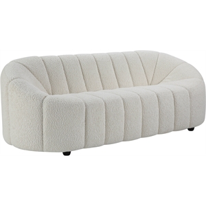 Bowery Hill Contemporary Wooden Frame Sofa in White Teddy Sherpa