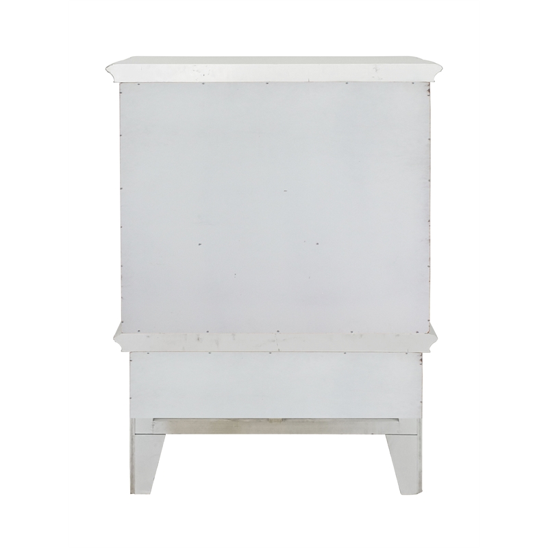 Bowery Hill Traditional 3-Drawer Wooden Chest with 2 Doors in Antique Pearl