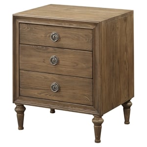 Bowery Hill Farmhouse Wood Nightstand with 3 Drawers in Reclaimed Oak