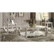 Bowery Hill Rectangular Wood Coffee Table with Bottom Shelf in Bone White