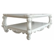 Bowery Hill Rectangular Wood Coffee Table with Bottom Shelf in Bone White