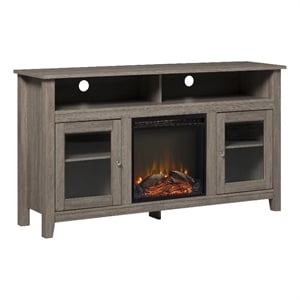 Bowery Hill Engineered Wood Driftwood TV Stand Rectangular Electric Fireplace 58&quot Unassembled