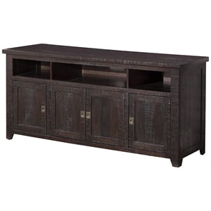 Bowery Hill Solid Pine Espresso TV Stand Rectangular Adjustable 65&quot Unassembled