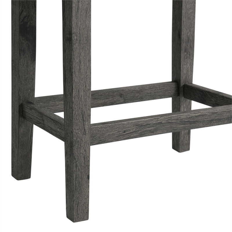 Bowery Hill Wood Charcoal Bar Table Set Rectangular Wood Grain Detailing 60