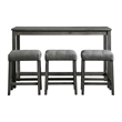 Bowery Hill Wood Charcoal Bar Table Set Rectangular Wood Grain Detailing 60