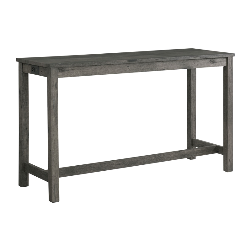 Bowery Hill Wood Charcoal Bar Table Set Rectangular Wood Grain Detailing 60