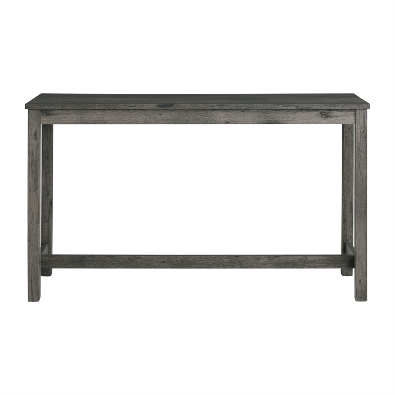Bowery Hill Wood Charcoal Bar Table Set Rectangular Wood Grain Detailing 60