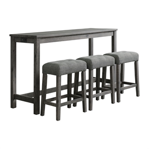 Bowery Hill Wood Charcoal Bar Table Set Rectangular Wood Grain Detailing 60&quotx20&quotx36&quot Assembly Required