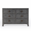 Bowery Hill Traditional Raffia 6 Drawer Dresser in Charcoal Finish