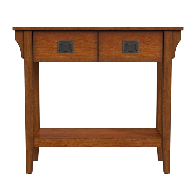 Bowery Hill Rubberwood Olive Ash Burl Console Table Rectangular 36