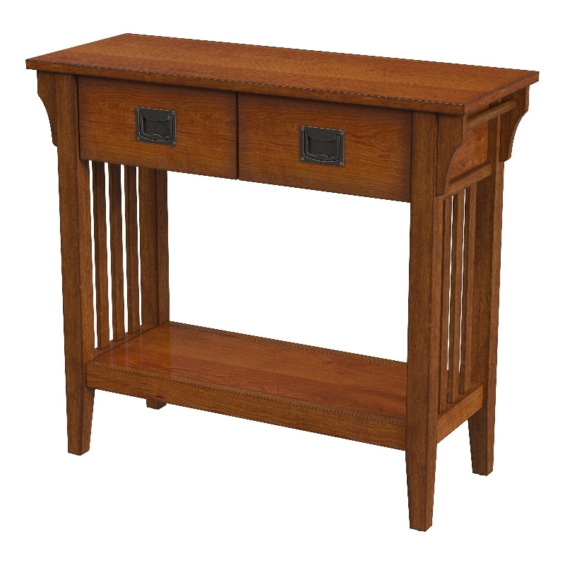 Bowery Hill Rubberwood Olive Ash Burl Console Table Rectangular 36