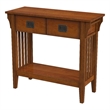 Bowery Hill Rubberwood Olive Ash Burl Console Table Rectangular 36