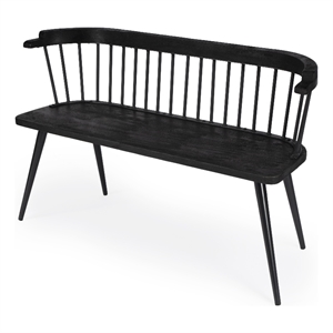 Bowery Hill Mango Wood Black Bench Rectangular Spindle Back 51.25&quotx17&quotx30.25&quot Unassembled
