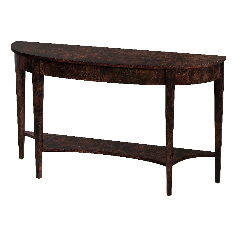 Bowery Hill Wood Dark Brown Console Table Demilune 54