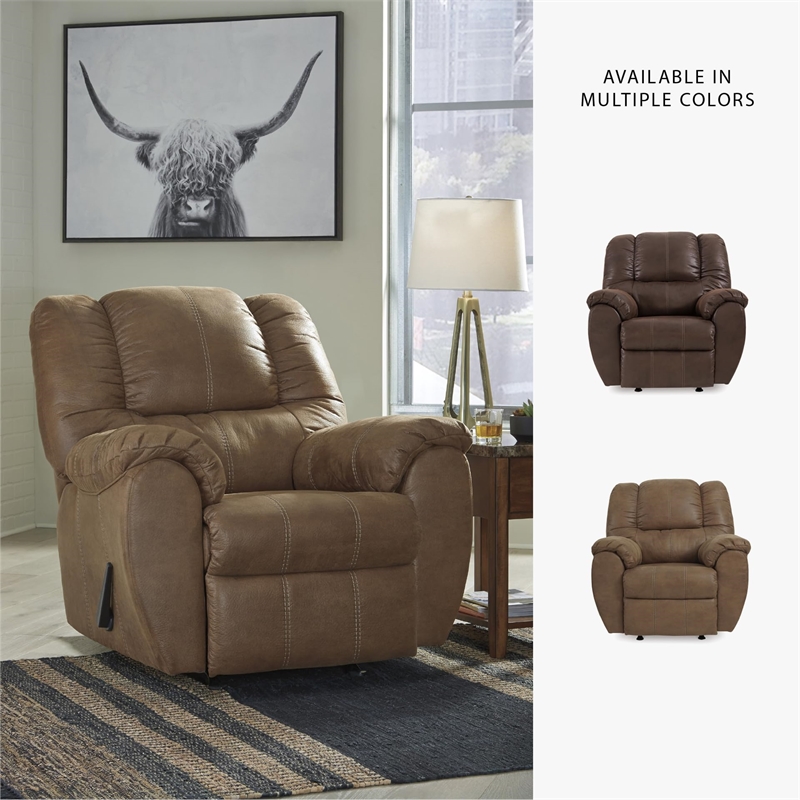 Bowery Hill Contemporary Upholstered Recliner in Saddle Finish