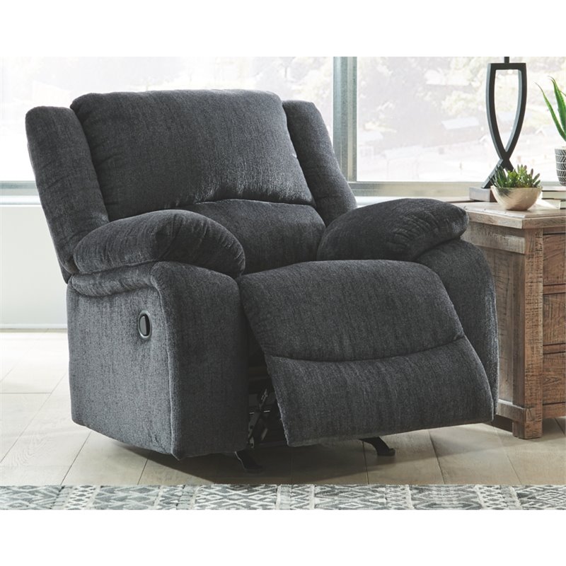 Bowery Hill Contemporary Upholstered Recliner in Slate Finish